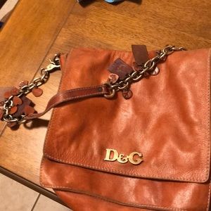 Vintage Dolce & Gabanna Leather Logo Charm Bag